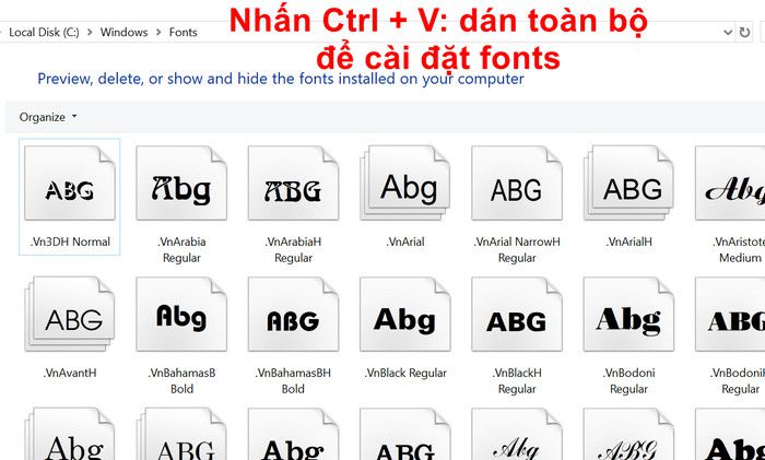 cài đặt fonts tiếng việt trong excel