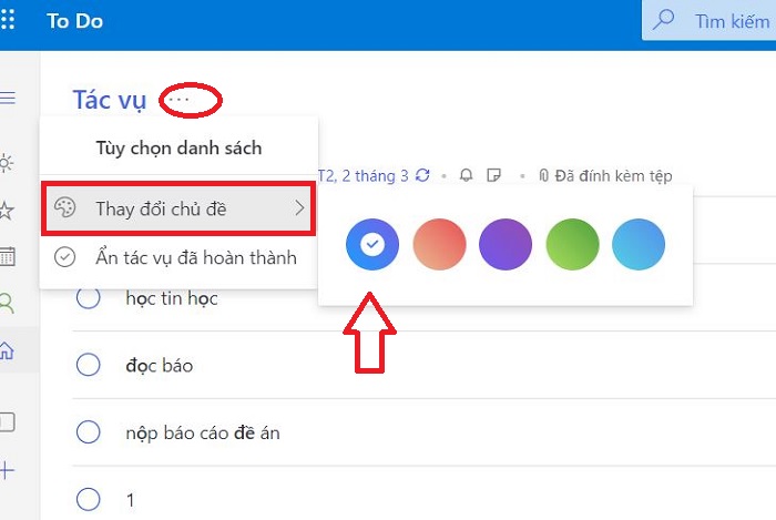 chọn màu nền cho MS To Do