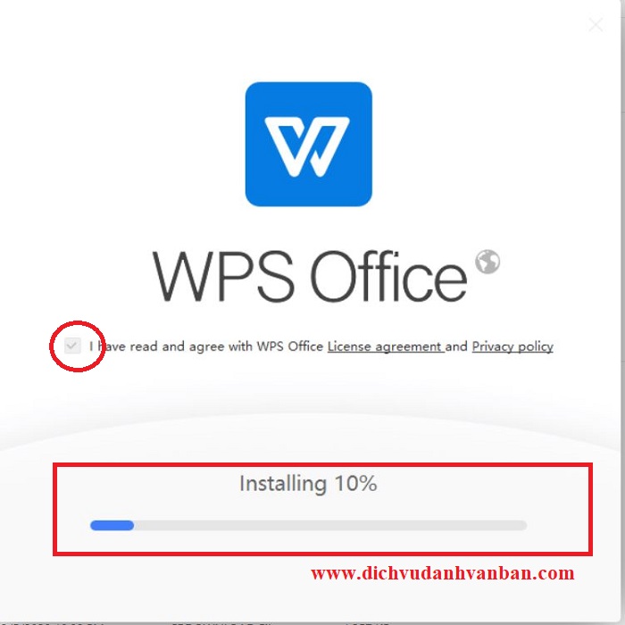 click nút install now WPS