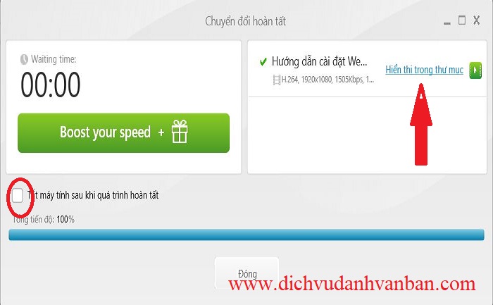 File output được xử lí thành công trong Freemake