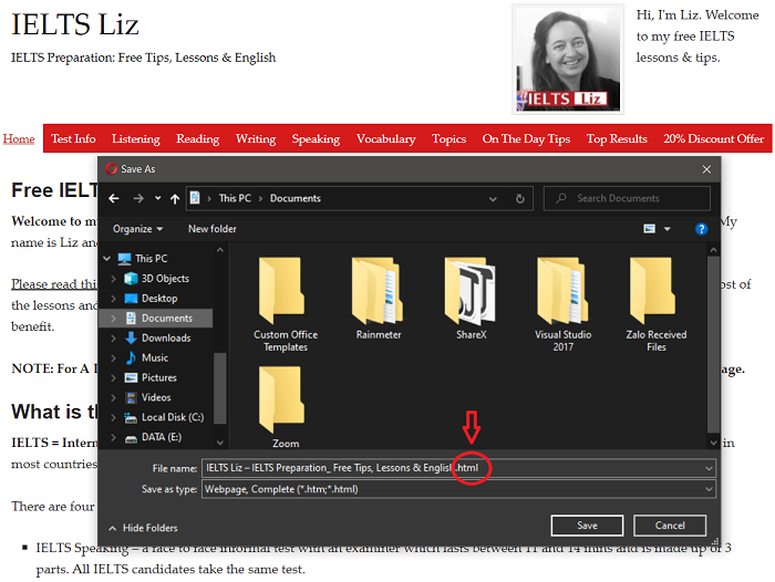 Định dạng file với đuôi .html