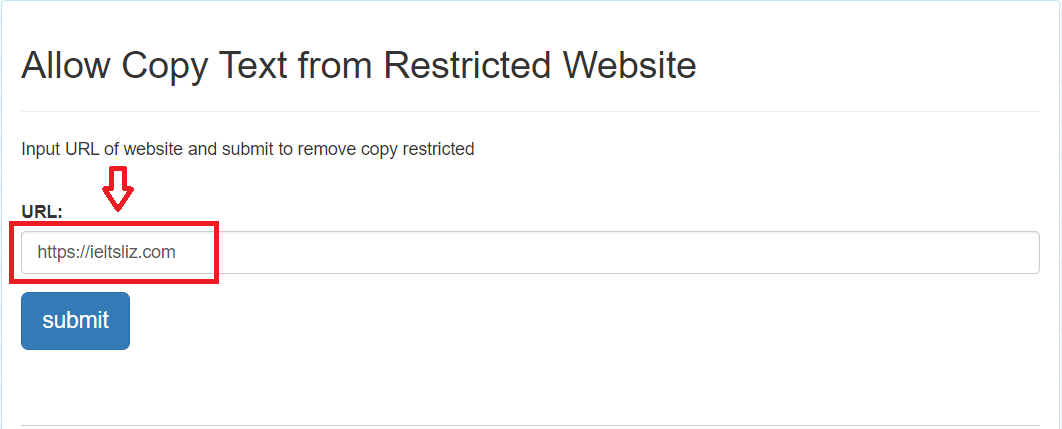 Dán địa chỉ trang web cần copy vào khung URL