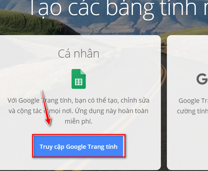 khởi động Google sheet