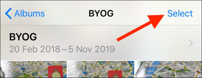 Mở ứng dụng Photos và nhấn nút Select
