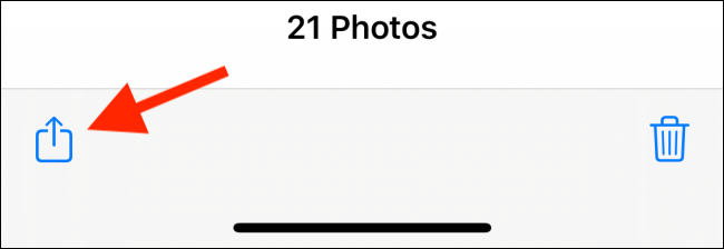 Nhấn vào nút Share  trong ứng dụng Photos