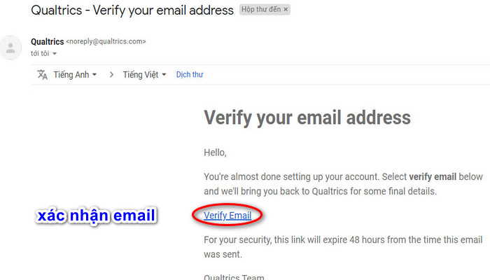 xác nhận email
