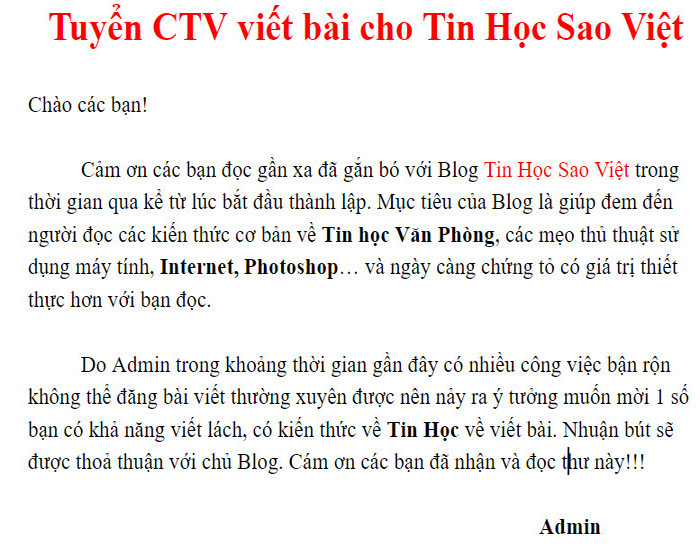 Viết nội dung email