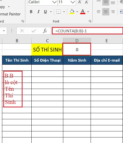 hàm đếm số thí sinh