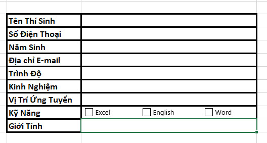 mục Kỹ năng với Checkbox