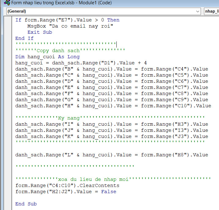 Code VBA bổ sung thêm