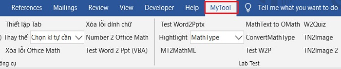 Menu lệnh MyTool