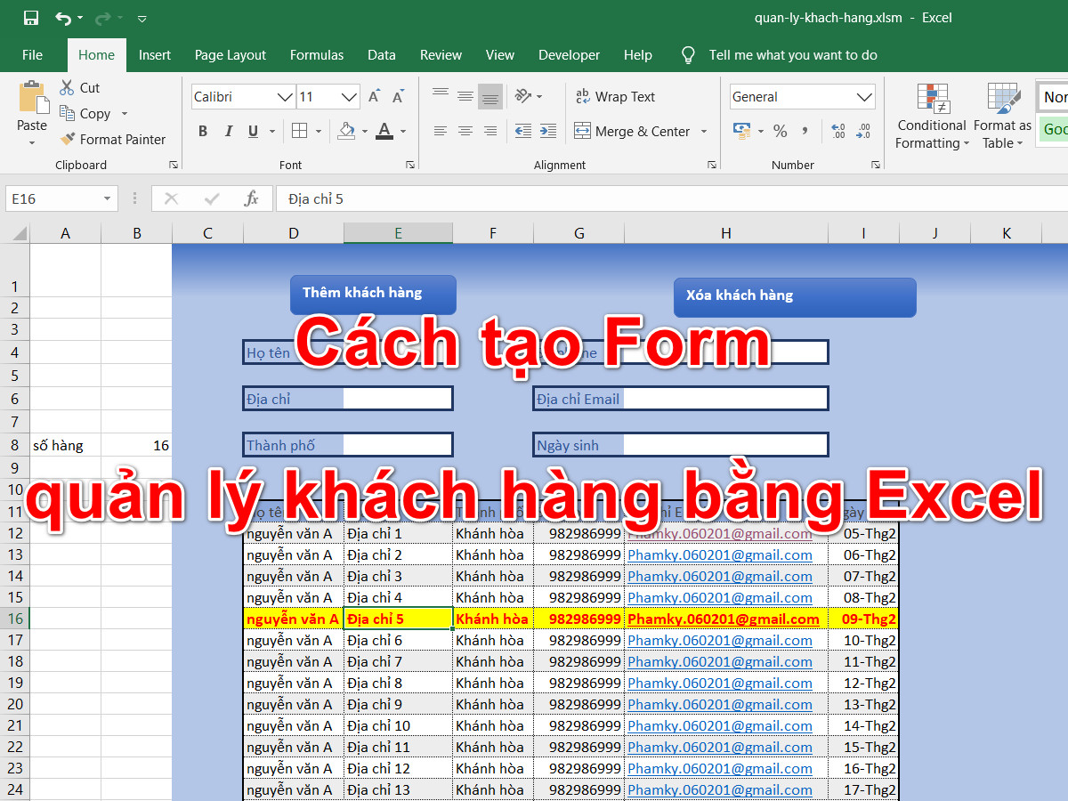 Cách Tạo Form Quản Lý Khách Hàng Bằng Excel (Phần 1) 9/2023