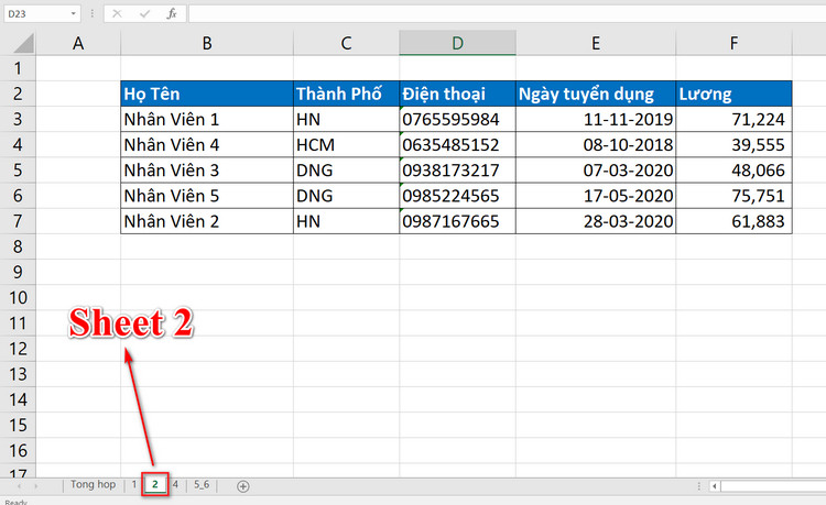thông tin sheet 2