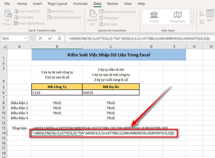 tổng hợp điều kiện cho mã dự án