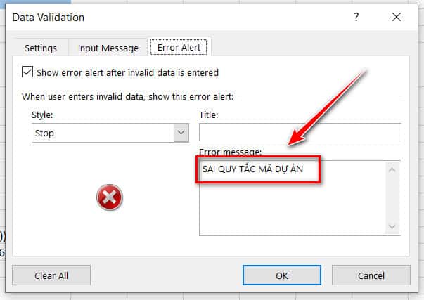 alert cho mã dự án