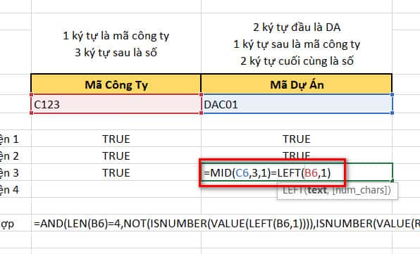 điều kiện 3 mã dự án