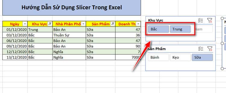 lọc trên hai điều kiện trong slicer