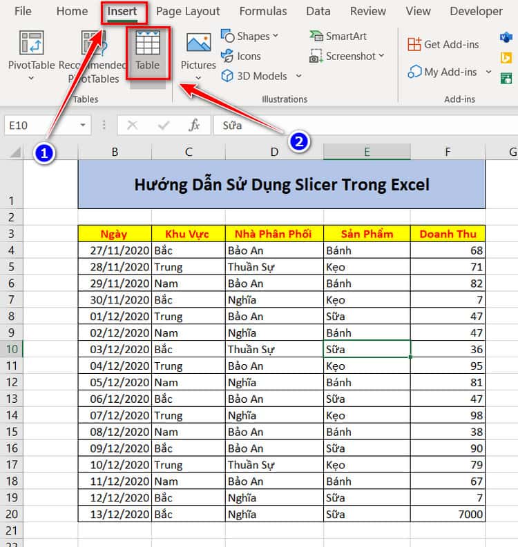 tạo bảng mới