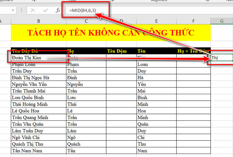 cách sử dụng hàm mid