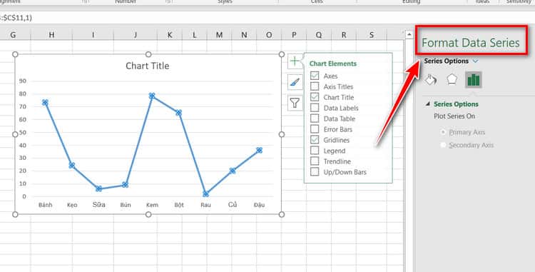 hiện bảng format data series