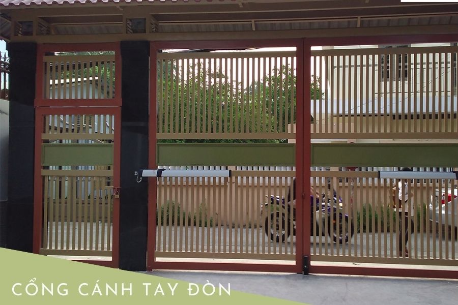cổng xếp cánh tay đòn tự động