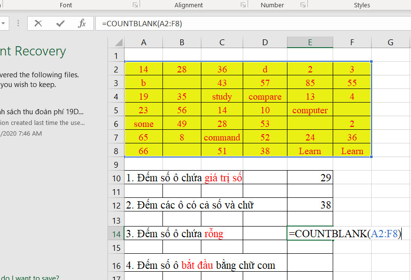 hàm countblank