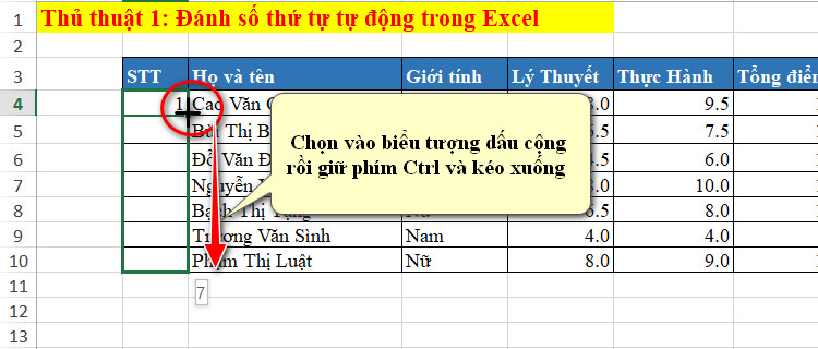 chọn và giữ ctrl