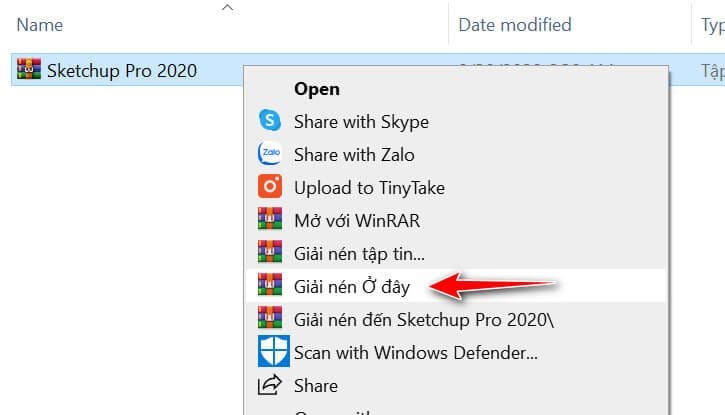 bước 2 cài đặt sketchup giải nén file
