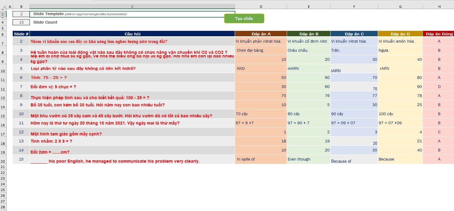 hình file câu hỏi trong excel