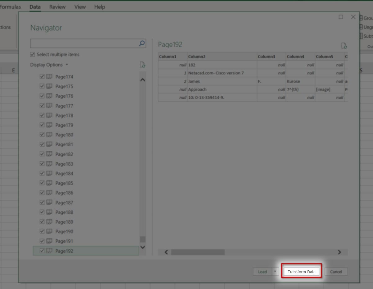 hình ảnh chọn transfrom data