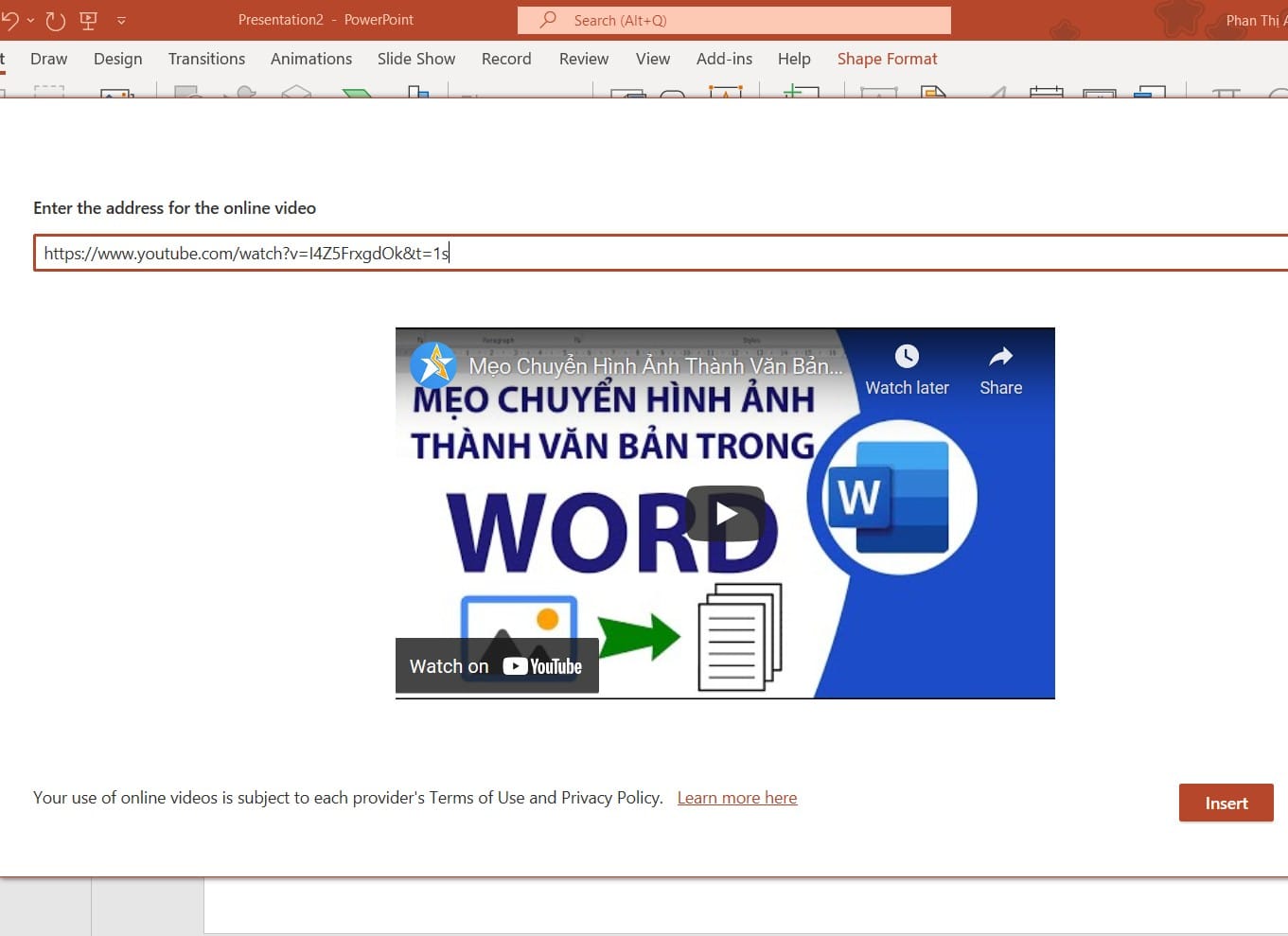 chèn đường link url