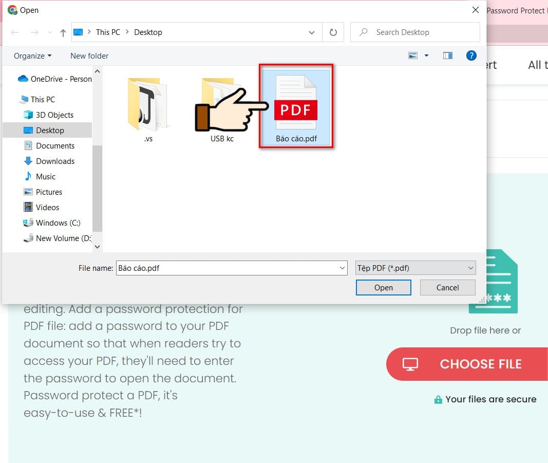 hình chọn file tải lên