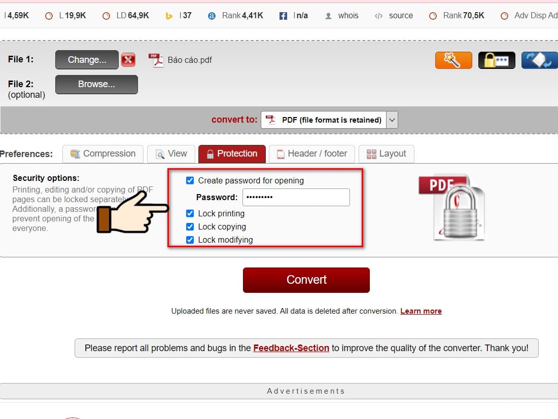 hình tích chọn create password