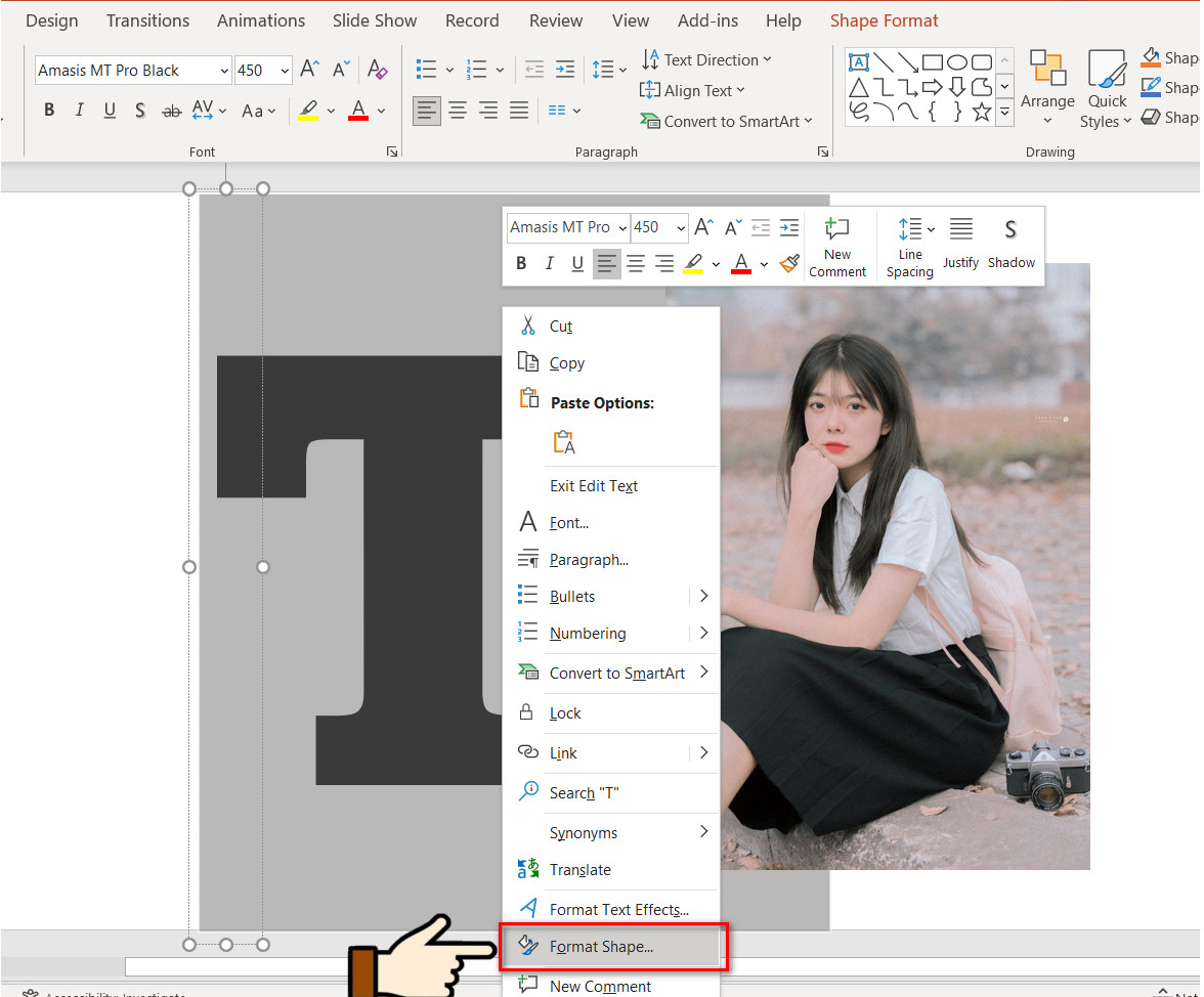 hình ảnh chọn vào format shape