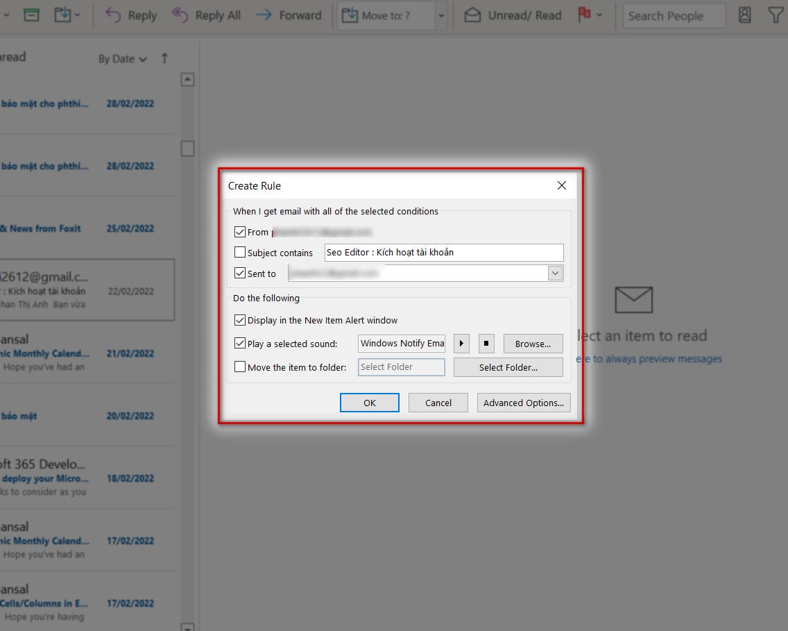 hình ảnh thiết lập cài đặt trong mục create rule