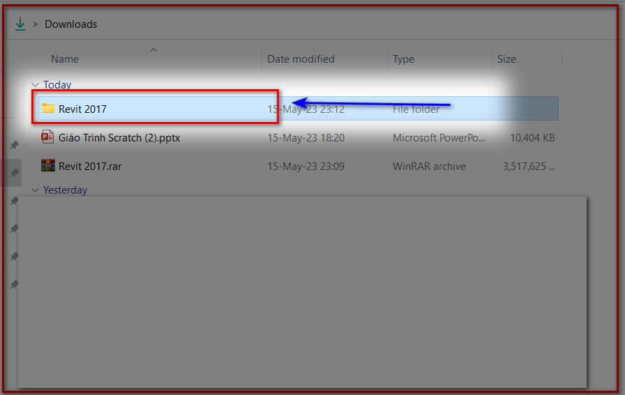 hình truy cập vào file đã giải nén
