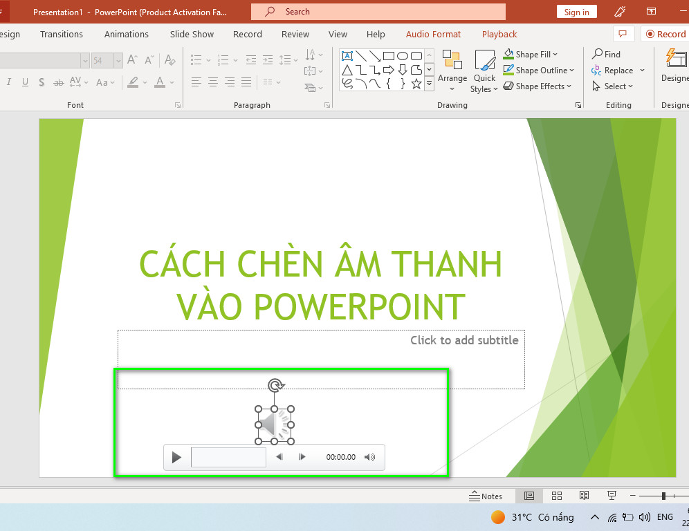 audio trên giao diện 